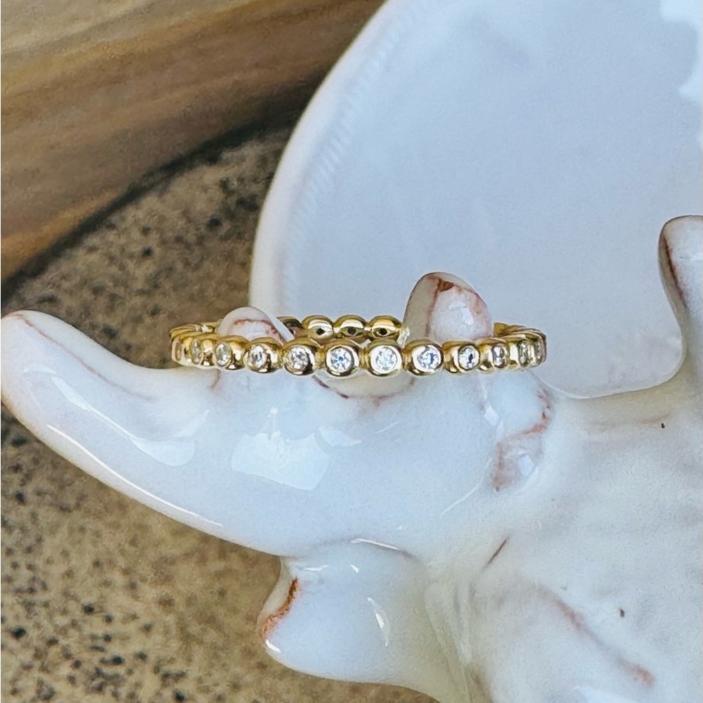 14KYG Beaded Diamond Eternity Ring Band - Picture 6 of 11